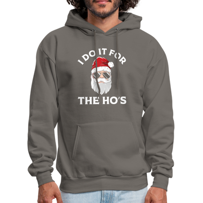 I Do It for the Ho's (Santa) Funny Christmas Hoodie - asphalt gray