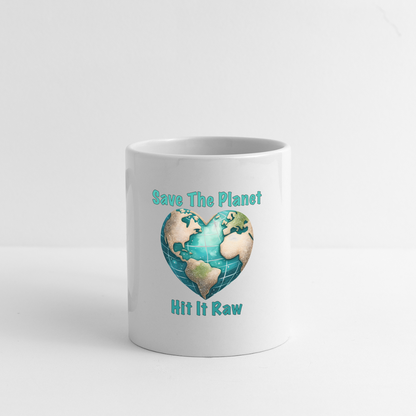 Save The Planet Hit It Raw Coffee Mug (Funny Environmental Awareness) - white