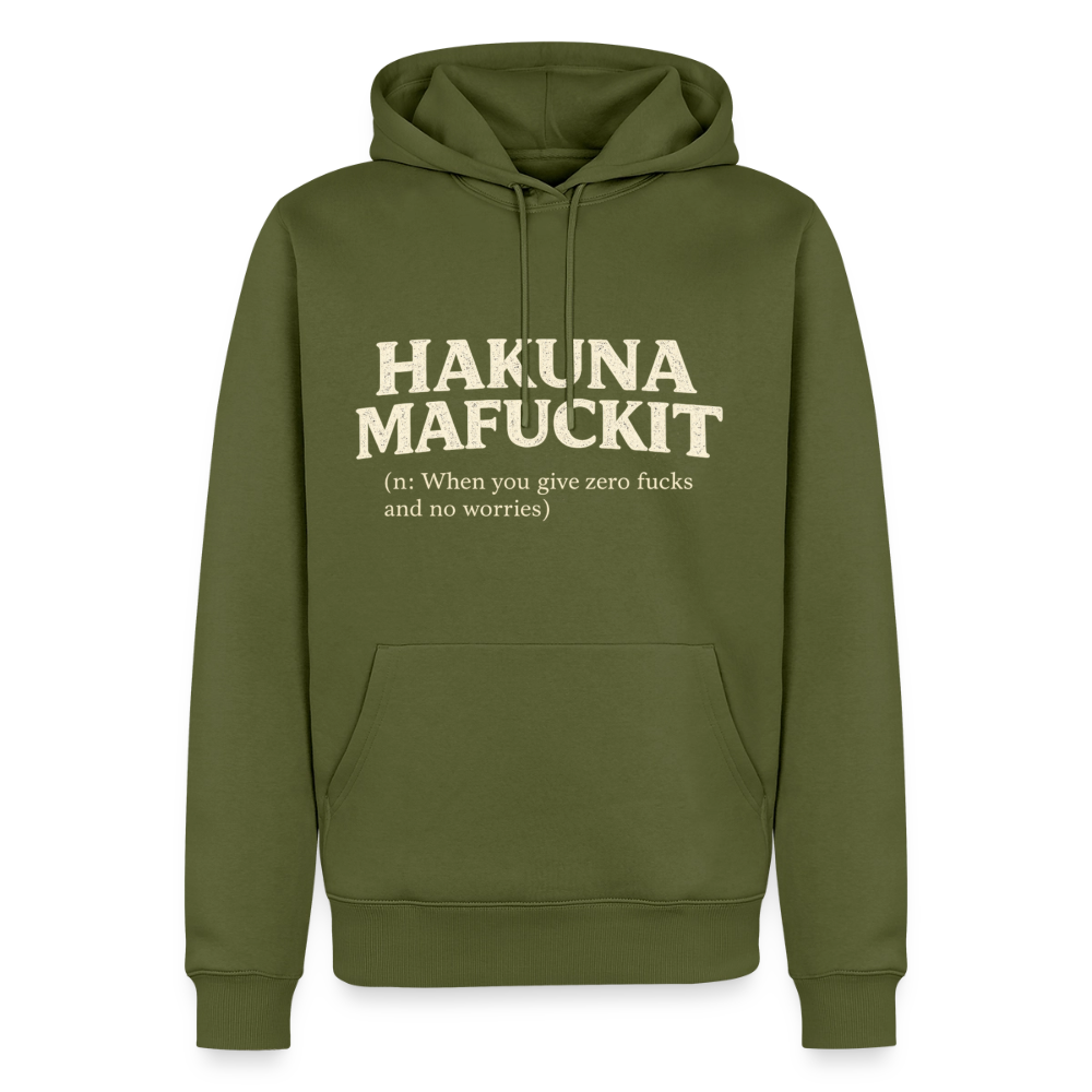 Hakuna Mafuckit Men’s Funny Graphic Hoodie Color: khaki green