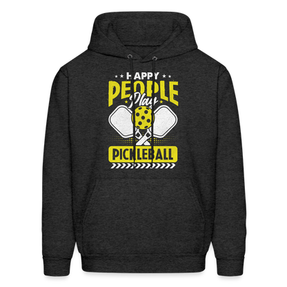 Happy People Play Pickleball Hoodie - charcoal grey