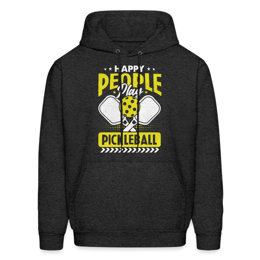 Happy People Play Pickleball Hoodie - charcoal grey