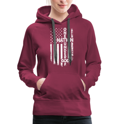 One Nation Under God Women’s Premium Hoodie - burgundy