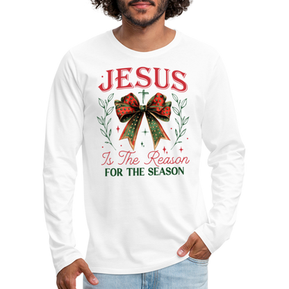 Jesus Is The Reason For The Season Men's Premium Long Sleeve T-Shirt - white