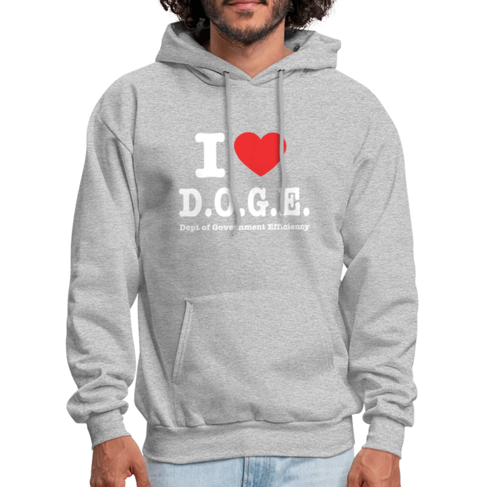 I Love DOGE (Dept of Government Efficiency) Hoodie - heather gray