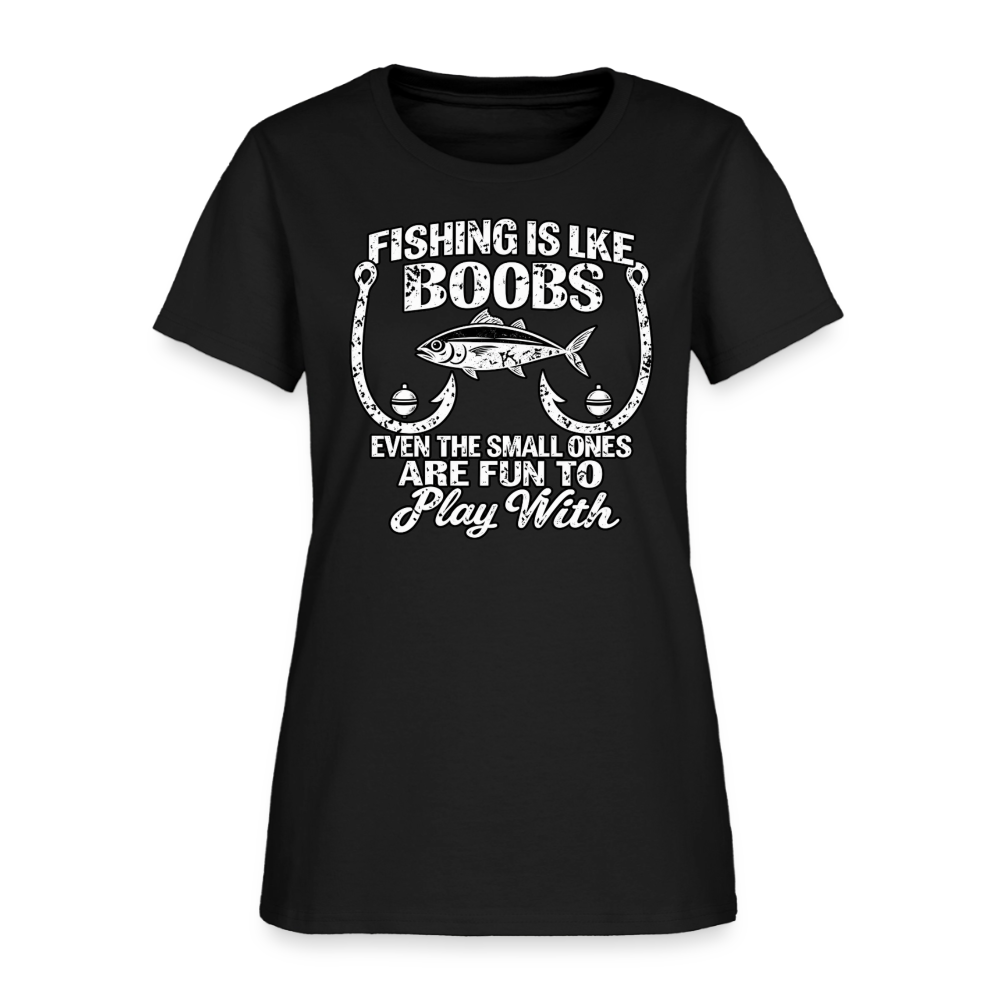 Fishing Is Like Boobs – Funny Women’s Fishing T-Shirt Color: Navy