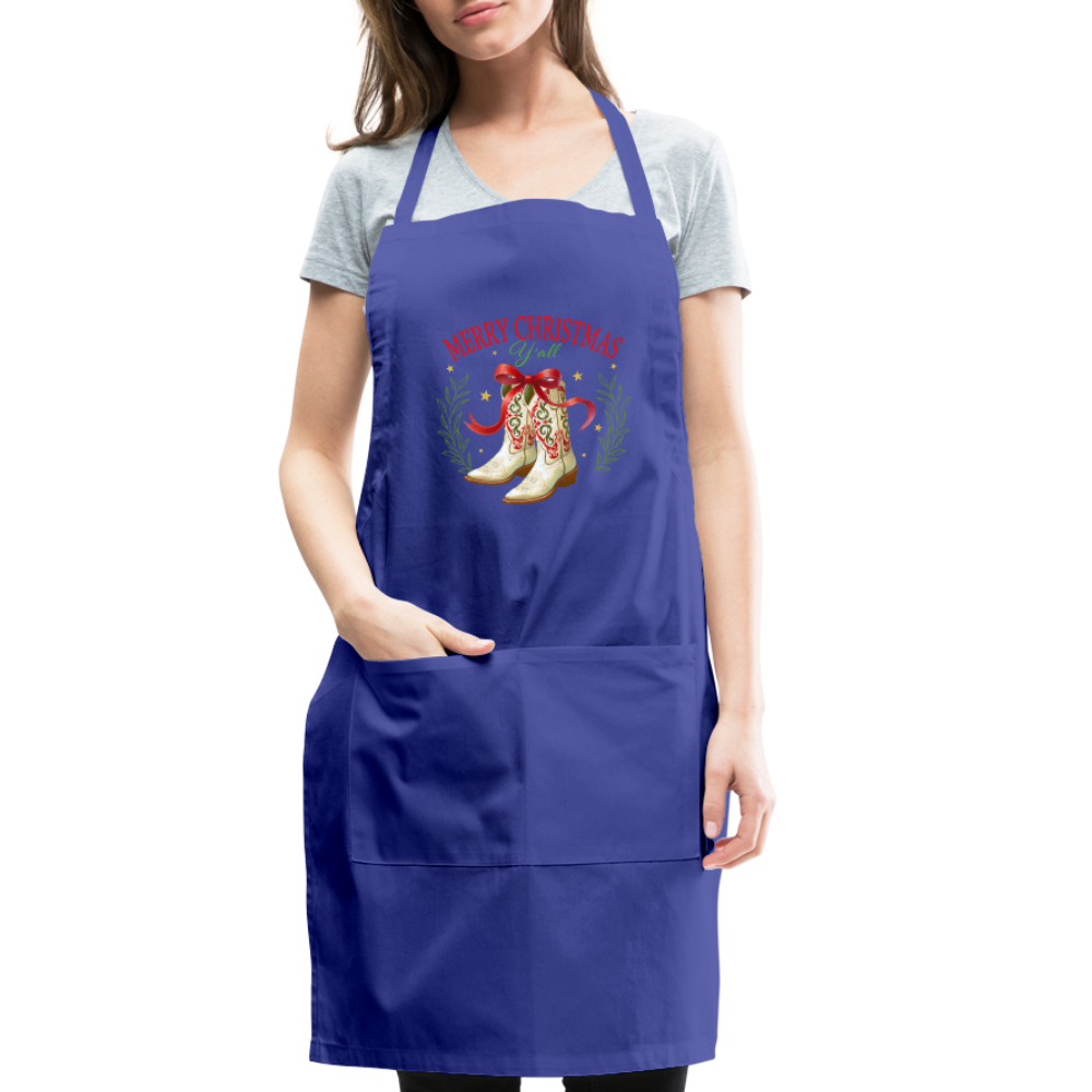 Merry Christmas Y'all Apron - royal blue