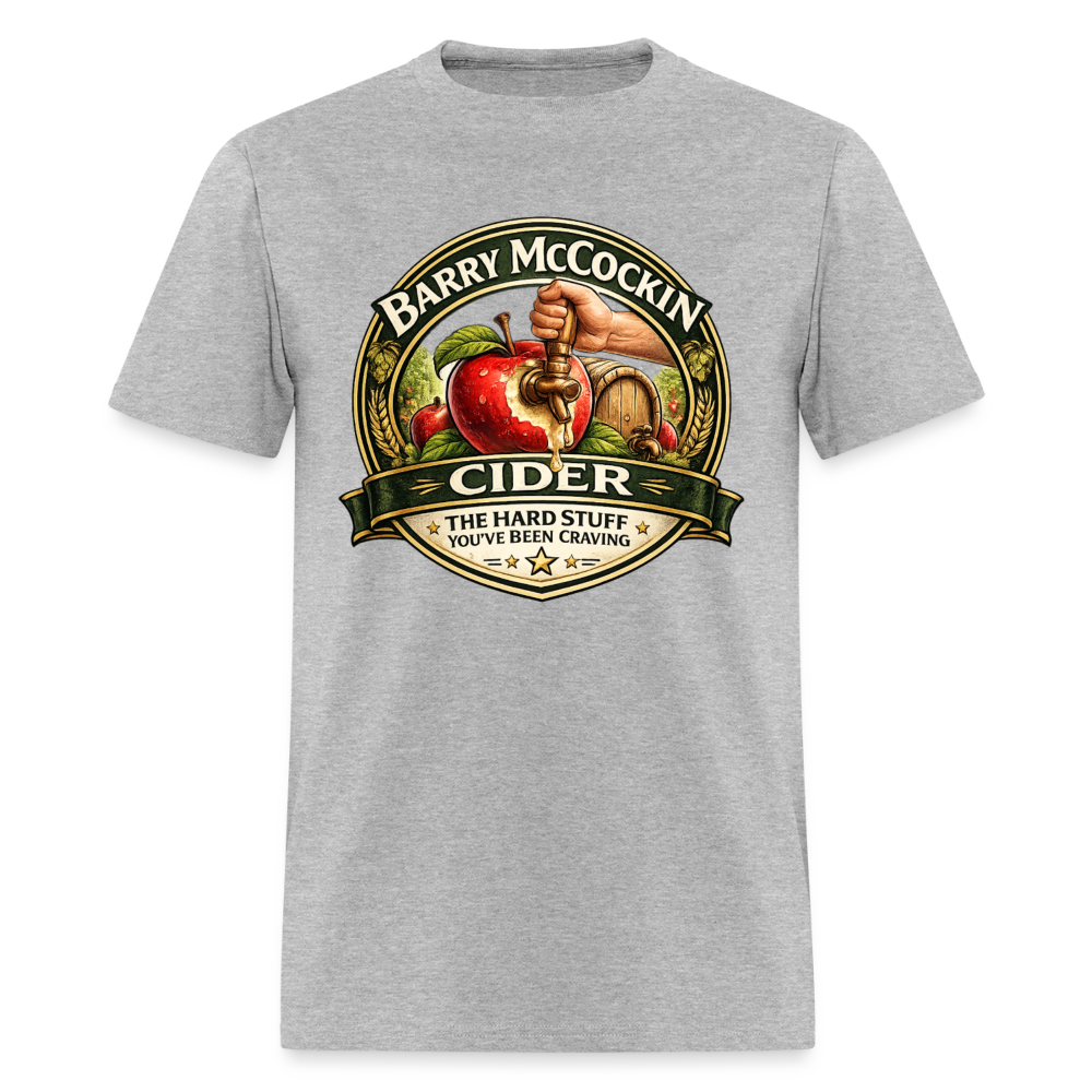 Barry McCockin Cider Funny Graphic T-Shirt Color: Heather Gray