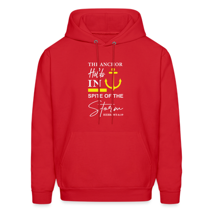 The Anchor Holds in Spit of the Storm Hoodie (Hebrews 6:19) - red