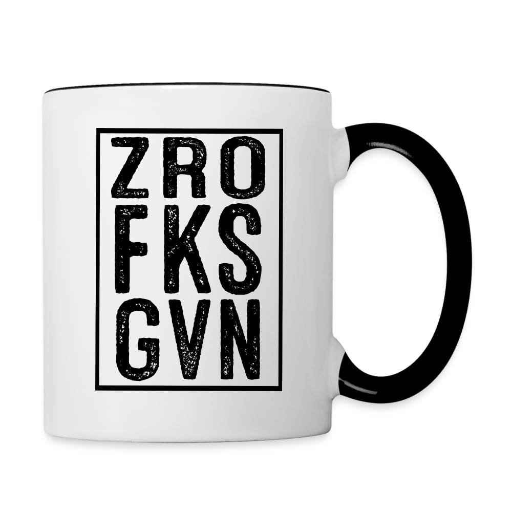 ZRO FKS GVN (Zero Fucks Given) Coffee Mug - white/black