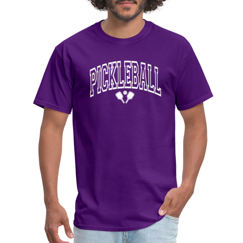 Pickleball T-Shirt (White Arch Letters) - purple