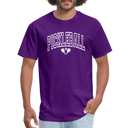 Pickleball T-Shirt (White Arch Letters) - purple