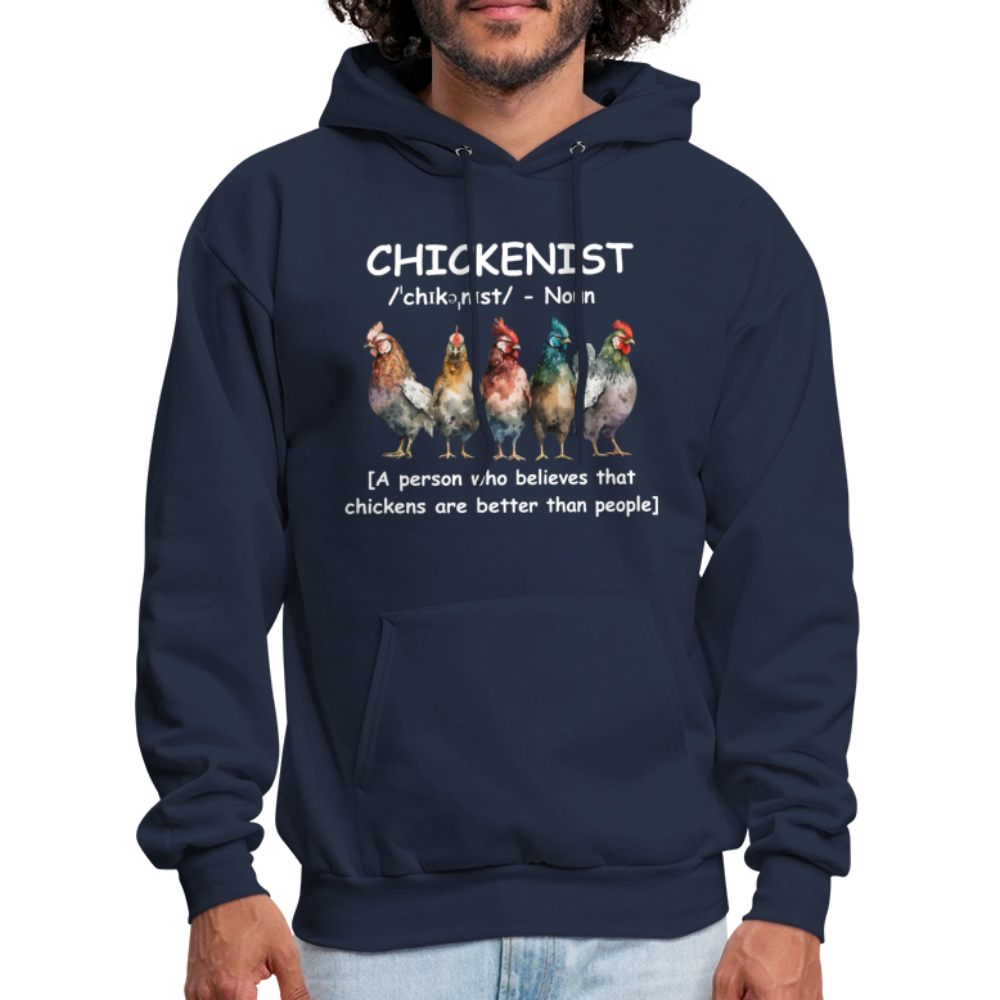 Chickenist Hoodie (Chickens are better than people) - navy