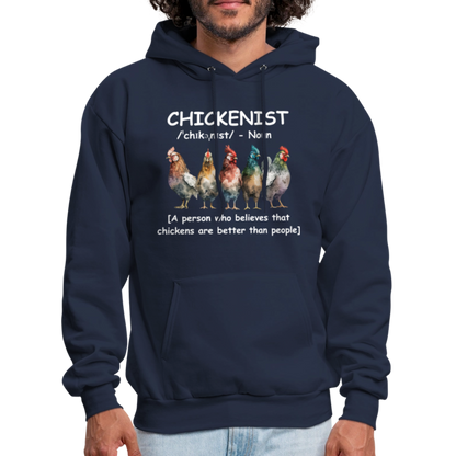 Chickenist Hoodie (Chickens are better than people) - navy