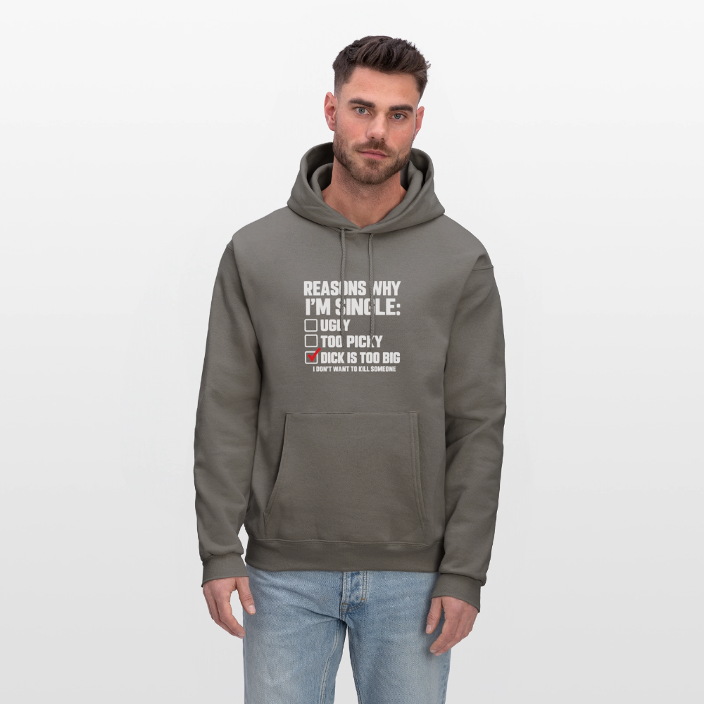 Reasons Why I'm Single Funny Adult Humor Hoodie – Dirty Joke Graphic Hoodie Color: Denim Blue