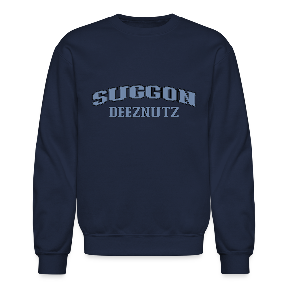 Suggon Deeznutz Sweatshirt (in Blue Ball Colors - Funny Sexual Humor) - navy