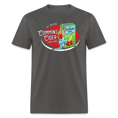 Cummins Cider Juice Box (Adult Sexual Humor) T-Shirt - charcoal