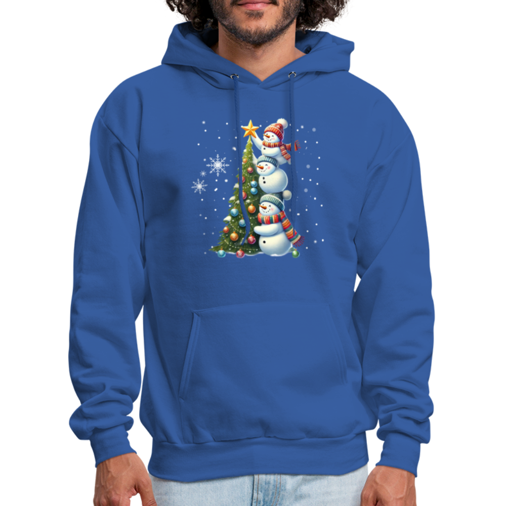 Cute Snowman Decorating Christmas Tree Hoodie - royal blue