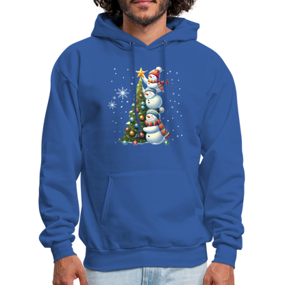 Cute Snowman Decorating Christmas Tree Hoodie - royal blue