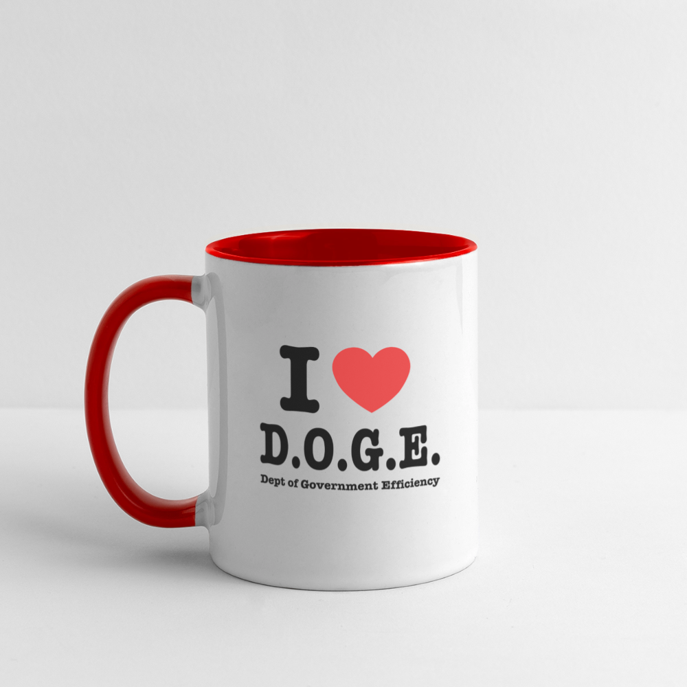 I Heart DOGE (Dept of Government Efficiency) Coffee Mug - white/red