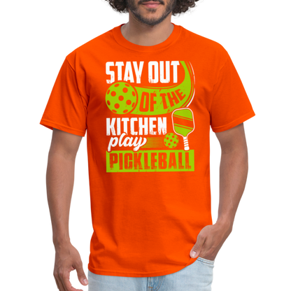 Stay Out Of The Kitchen Play Pickleball T-Shirt - orange