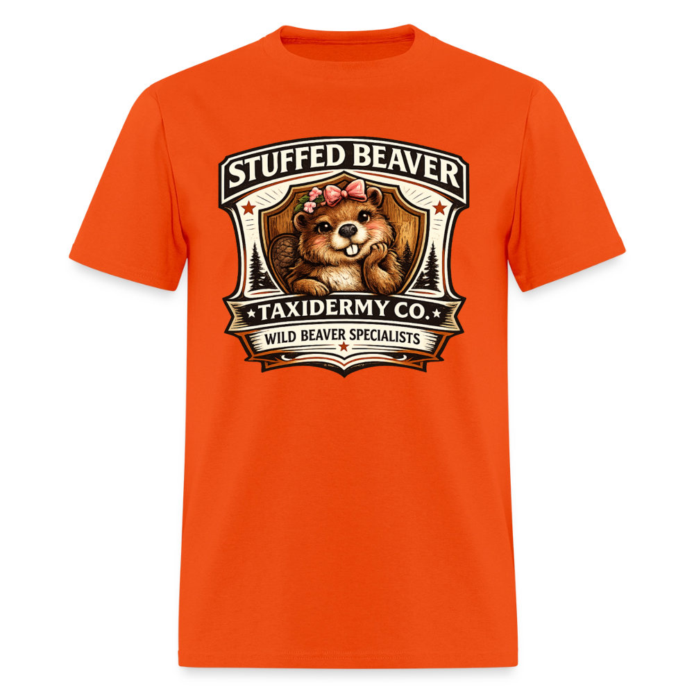 Stuffed Beaver Taxidermy Funny Adult T-Shirt Color: Orange