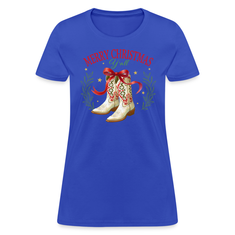 Merry Christmas Y'all Women's Contoured T-Shirt - royal blue