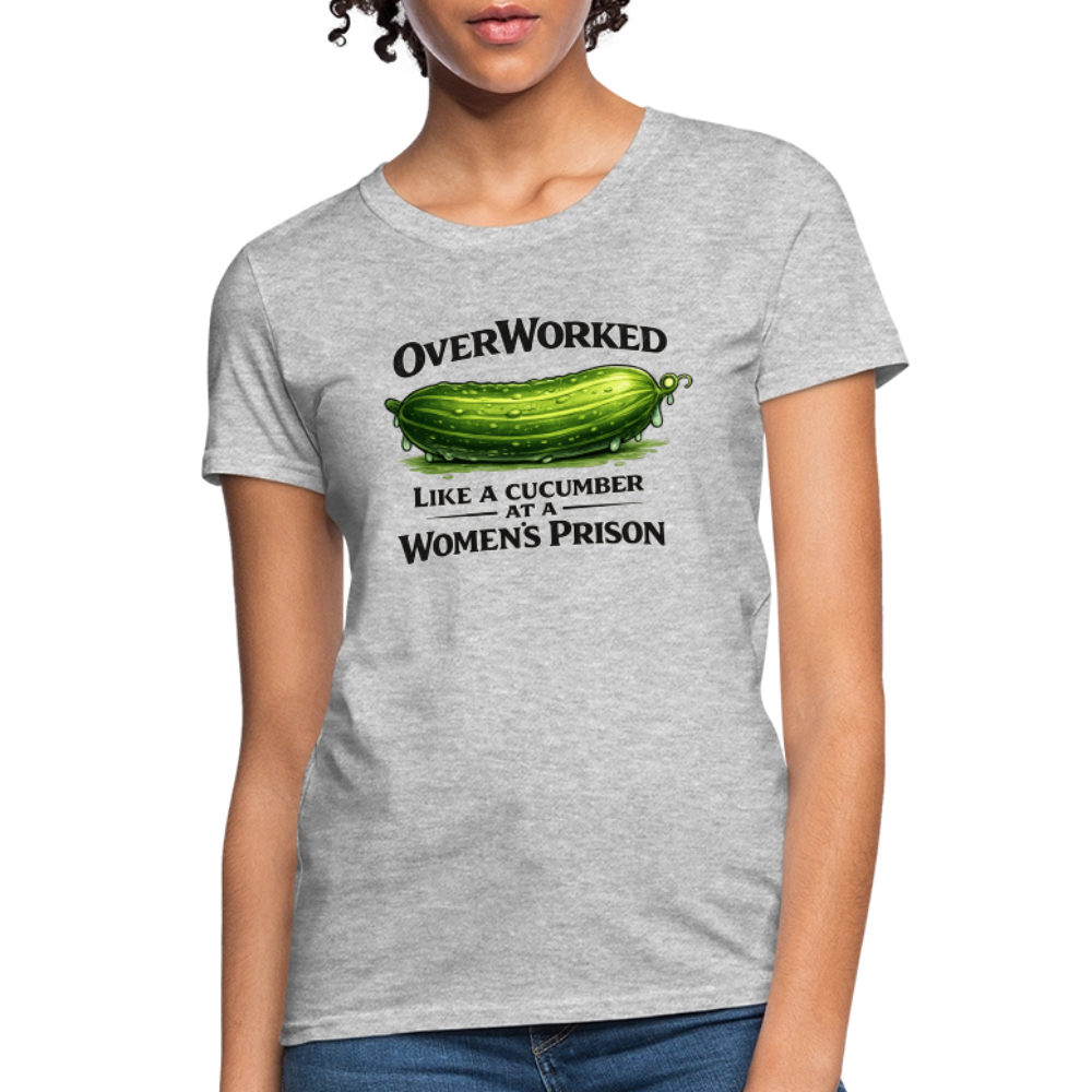 OverWorked Cucumber Funny Women’s T-Shirt Color: Heather Gray