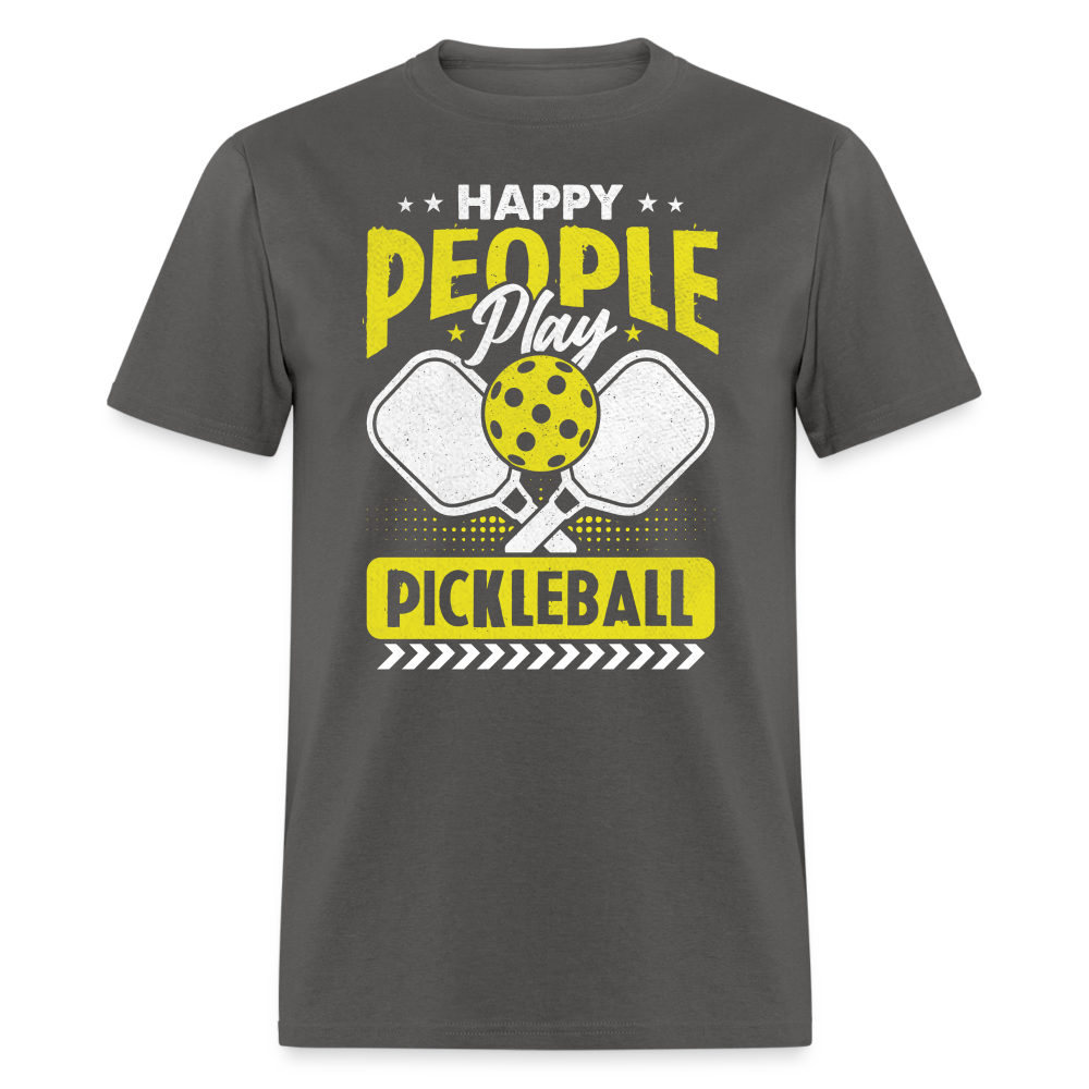 Happy People Play Pickleball T-Shirt - charcoal