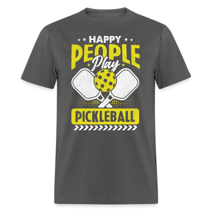 Happy People Play Pickleball T-Shirt - charcoal