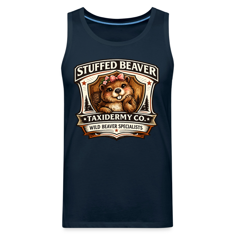 Stuffed Beaver Taxidermy Funny Tank Top Color: Deep Navy