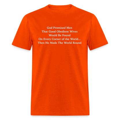 God Promised Men Good Obedient Wives T-Shirt - orange