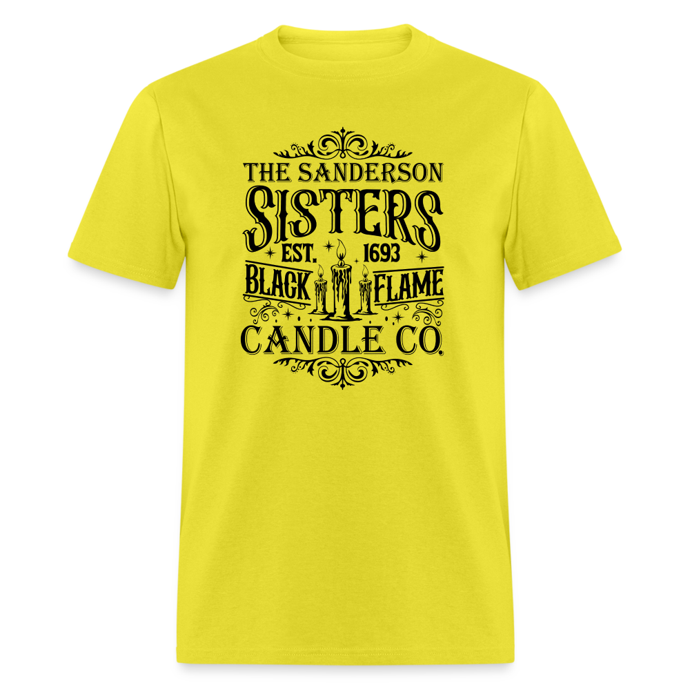 The Sanderson Sisters Black Flame Candle Co. T-Shirt (Halloween) - yellow