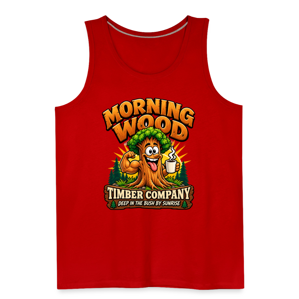 Morning Wood Timber Company Funny Adult Humor Tank Top Color: Heather Gray