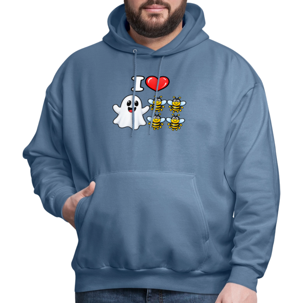 I Heart Boo Bees Hoodie – Funny Halloween Adult Humor - denim blue