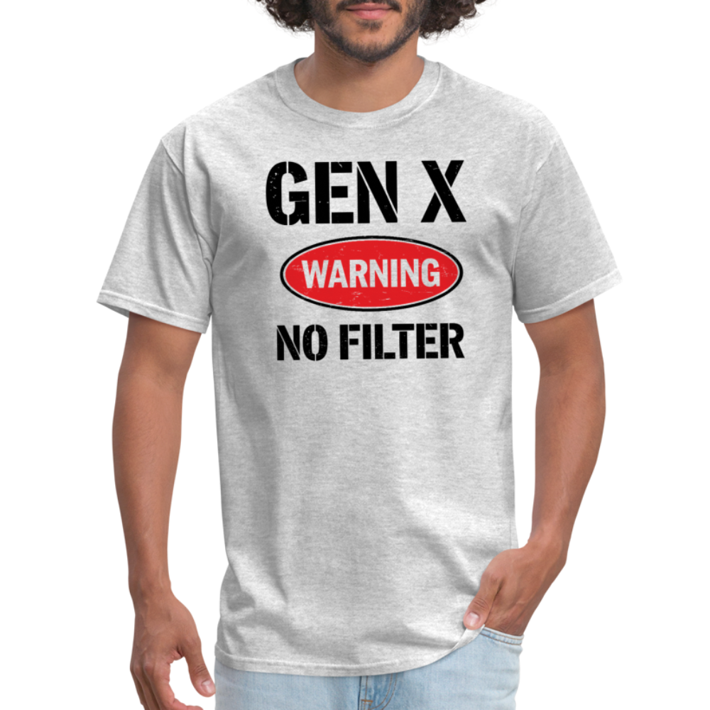 GEN-X Warning No Filter T-Shirt - heather gray