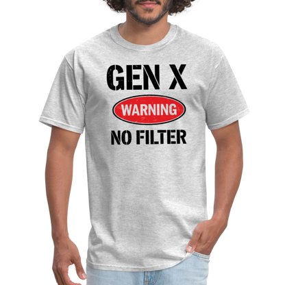 GEN-X Warning No Filter T-Shirt - heather gray