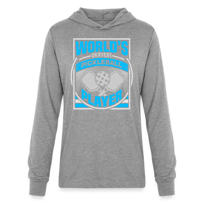 World's Okayest Pickleball Player Long Sleeve Hoodie Shirt - heather grey