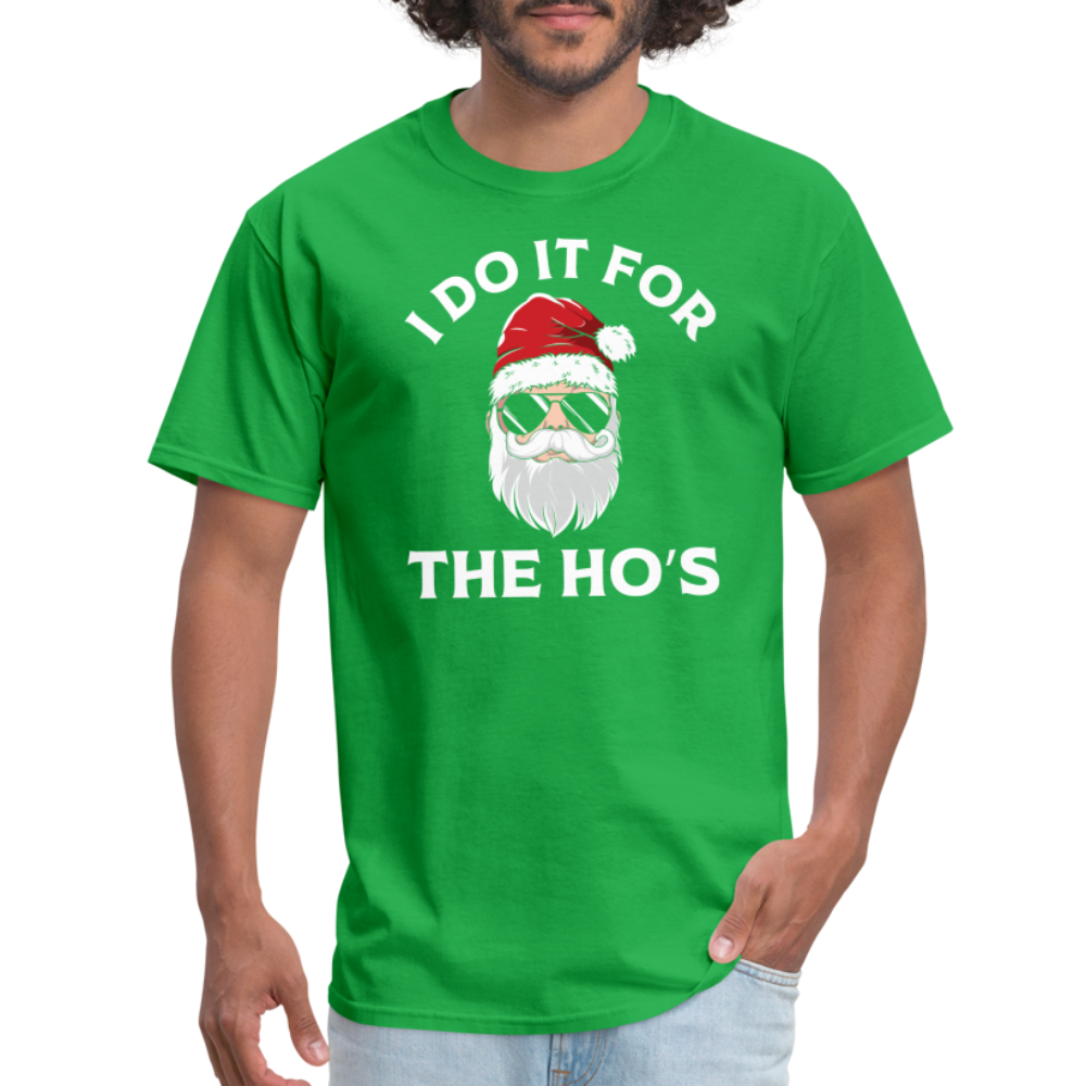 I Do It for the Ho's (Santa) Funny Christmas T-Shirt - bright green