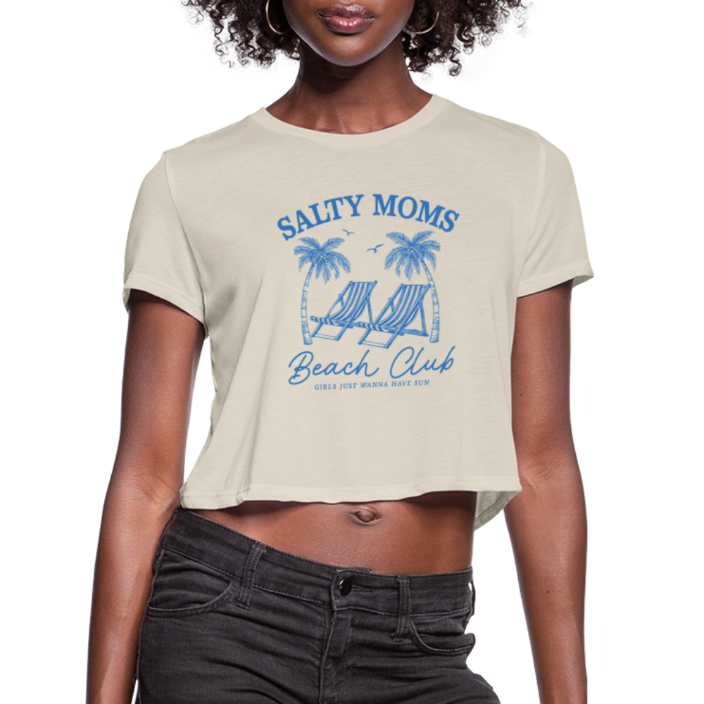 Salty Moms Beach Club Women's Cropped T-Shirt - dust