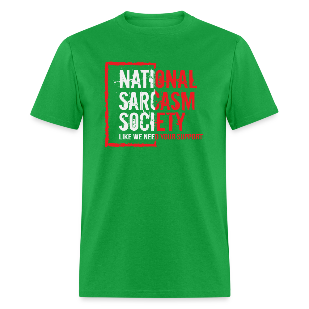 National Sarcasm Society T-Shirt - bright green