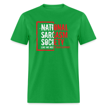 National Sarcasm Society T-Shirt - bright green