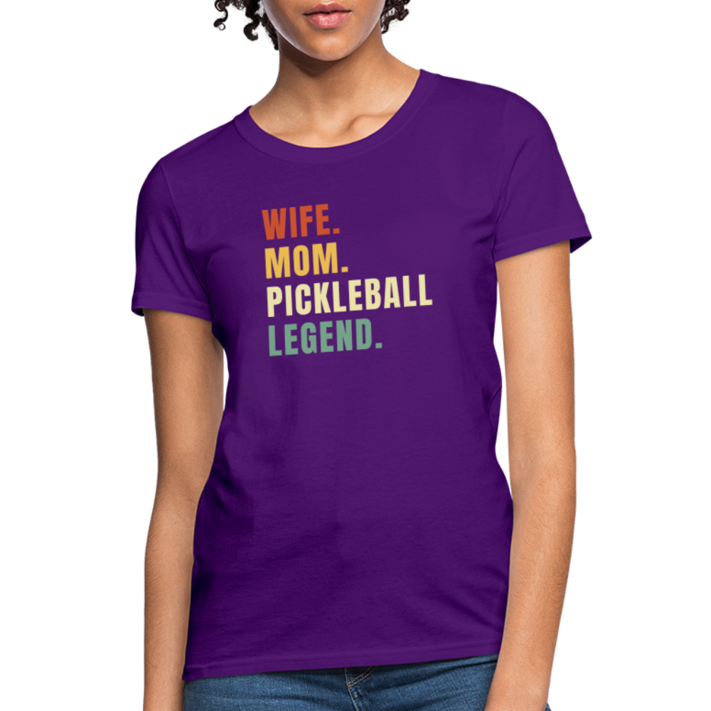 Wife Mom Pickleball Legend Women's Contoured T-Shirt - purple