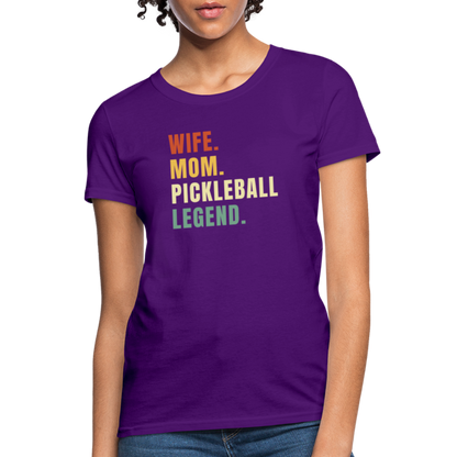 Wife Mom Pickleball Legend Women's Contoured T-Shirt - purple