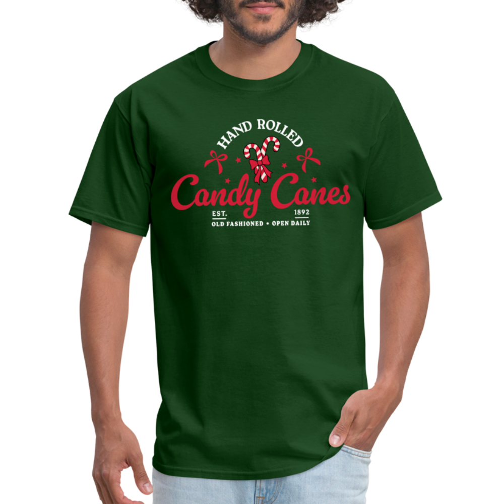 Hand Rolled Candy Canes T-Shirt - forest green