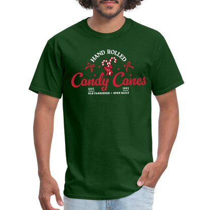 Hand Rolled Candy Canes T-Shirt - forest green