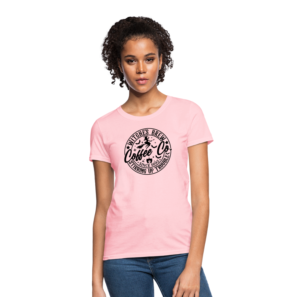 Witches Brew Coffee Co Women's Contoured T-Shirt (Halloween) - pink