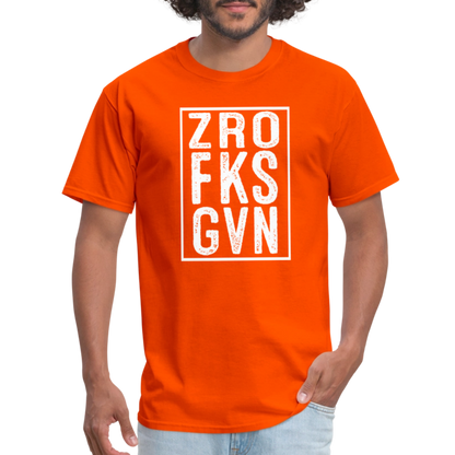 ZRO FKS GVN (Zero Fucks Given) T-Shirt - orange