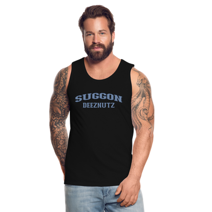 Suggon Deeznutz Tank Top (in Blue Ball Colors - Funny Sexual Humor) - black