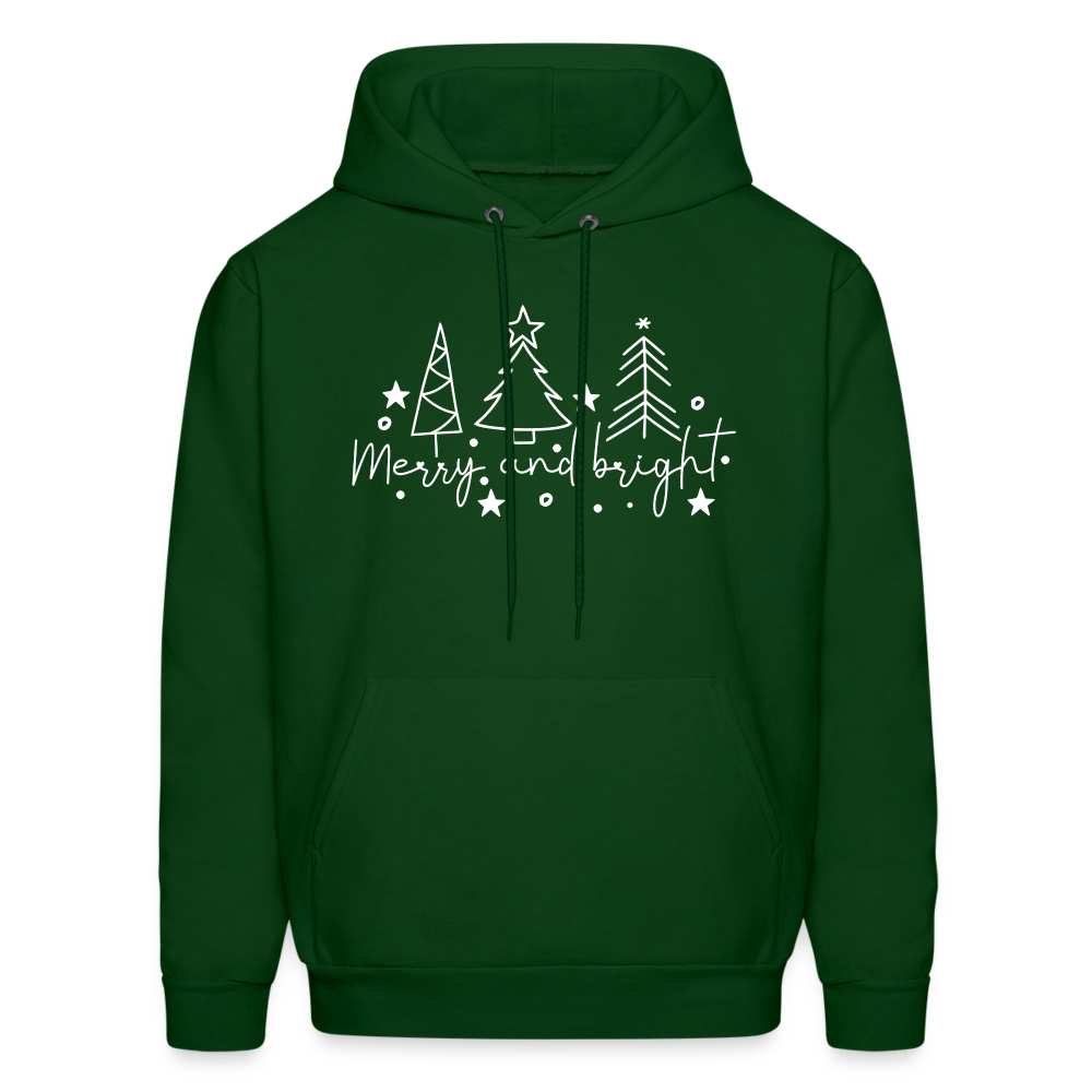 Merry and Bright (Christmas) Hoodie - forest green