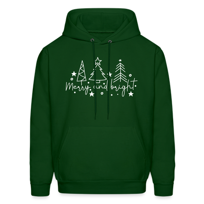 Merry and Bright (Christmas) Hoodie - forest green